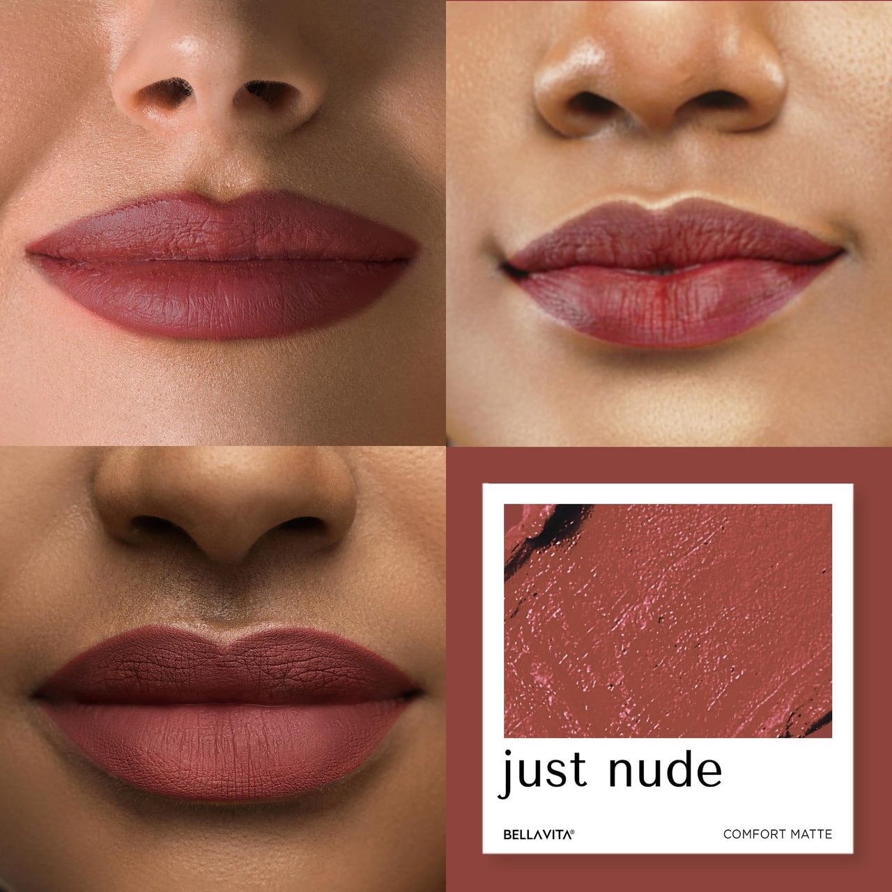 BELLAVITA Comfort Matte Bullet Lipstick| Intense Colour| Creamy Matte Finish| Intense Moisturisation| Smooth Glide| Lipsticks for Women| 4 Hr Stay, Just Nude, 4.2 gm