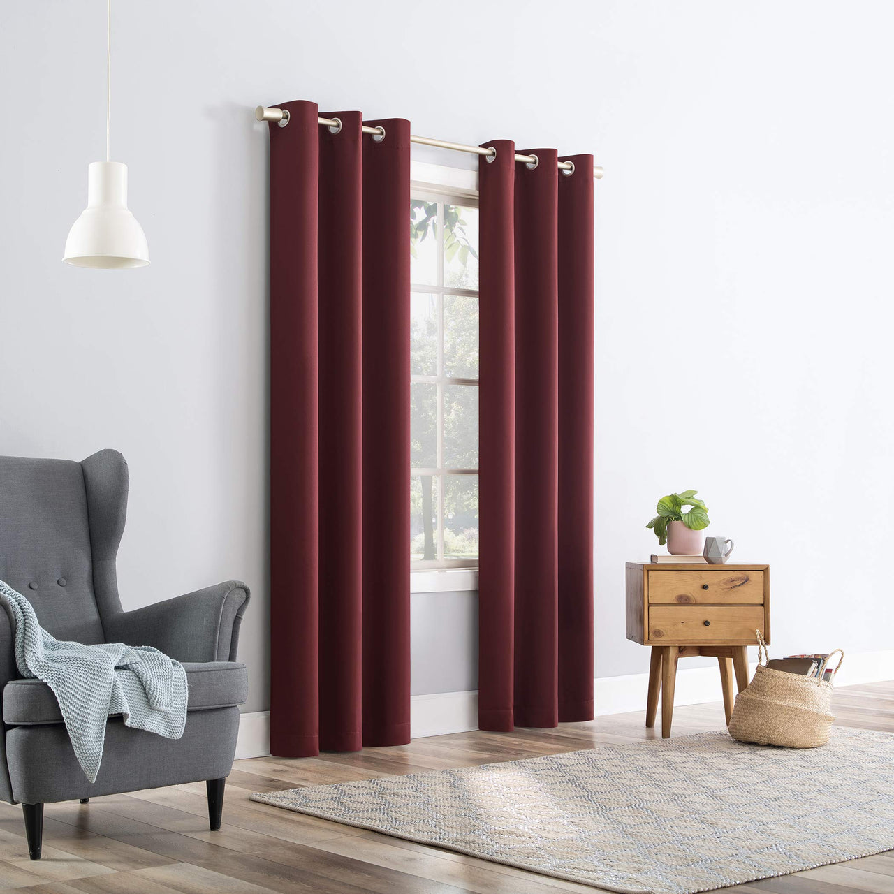 Sun Zero Easton Energy Saving Blackout Grommet Curtain Panel, 40" x 63", Wine Red 40" x 63"