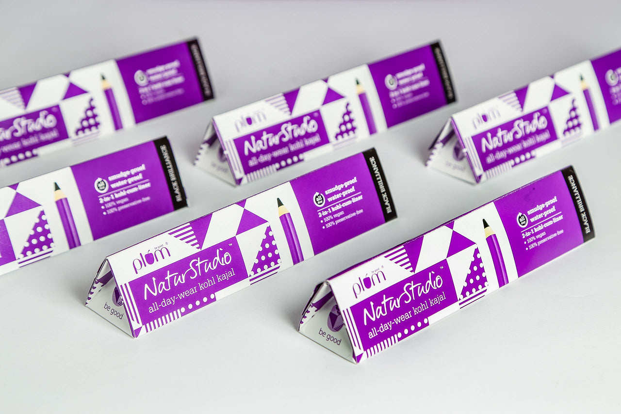 Plum Naturstudio All-Day-Wear Kohl Kajal, Matte Finish Black Brilliance With Free Sharpener, Smudge-Proof, Waterproof, 2-In-1 Eyeliner + Kajal Makeup, 1.2G (Pack of 2)