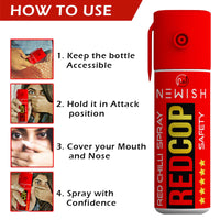 Newish Powerful Self Defence Red Chilli Pepper Spray for Woman Safety | Reliable and Effective | Small Pocket Size | (55ml / 35gm) - Pack of 4