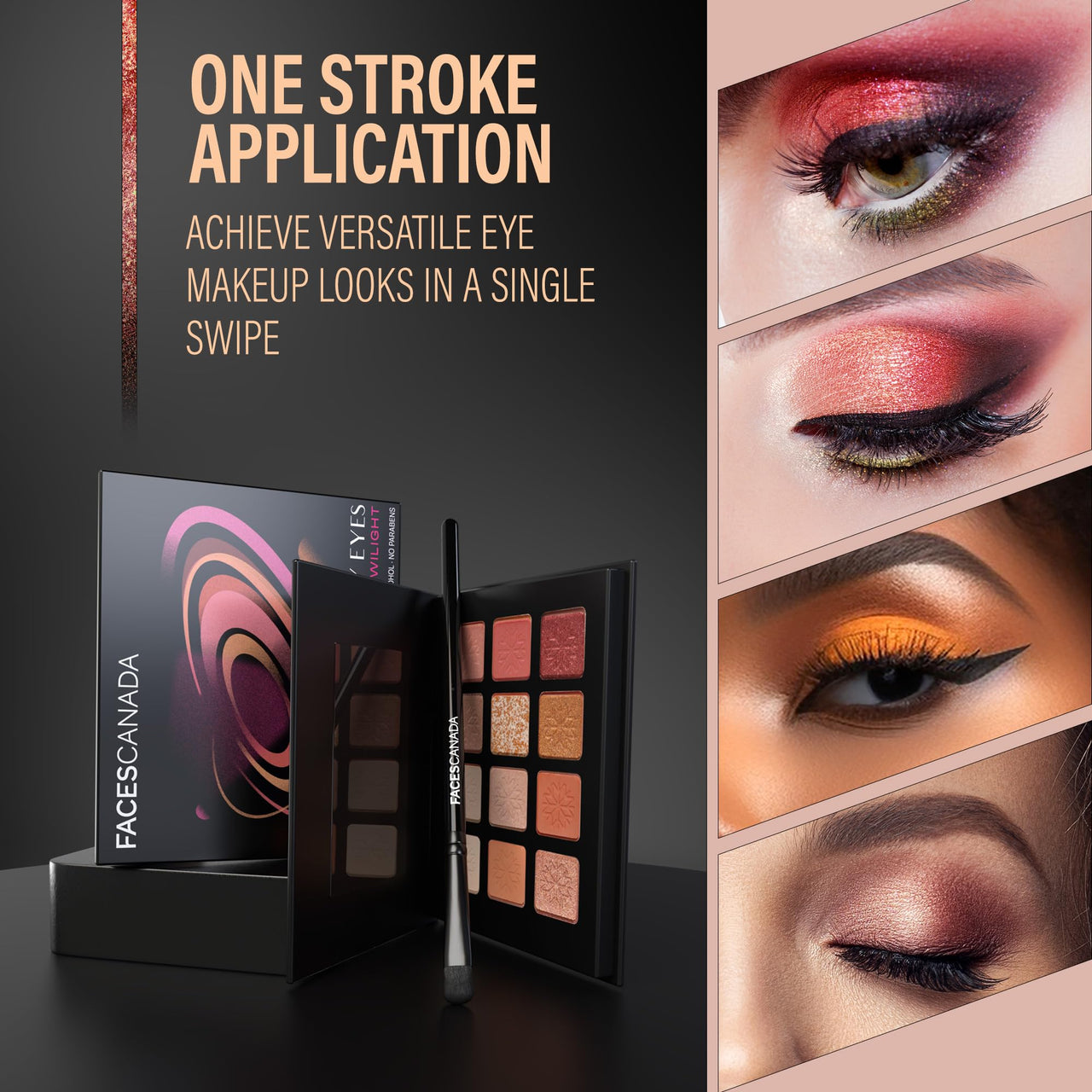 FACES CANADA Starry Eyes Eye Shadow Palette - Twilight 02, 16g | Shimmer & Matte Shades | Long Lasting & Highly Pigmented | Smudge Proof & Sweat Resistance | One Stroke Application | Luxurious Finish