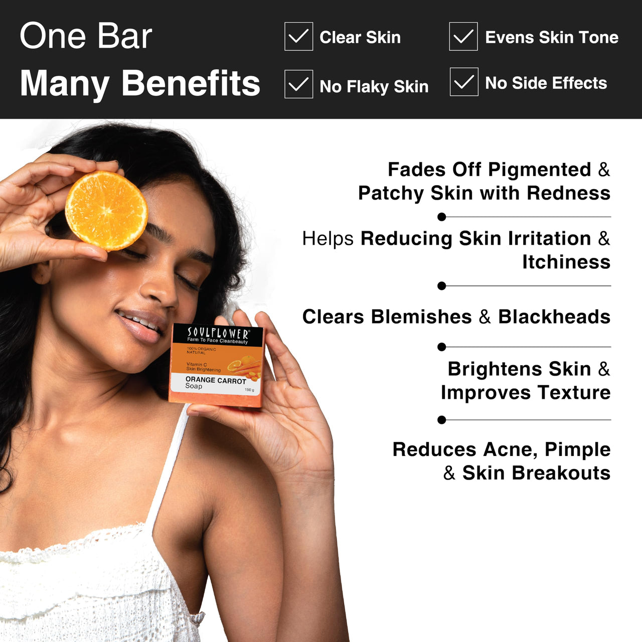 Soulflower Orange Carrot Bath Soap for Soothing & Refreshing Skin, Moisturization, Enriched with Essential Oils, Exotic Herbs & Aroma Organic & Handmade, Grade 1 BIS Standard - (Pack of 2) 150g Each