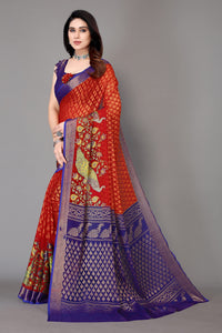 Winza Designer Women's  Chiffon Brasso Floral Printed Saree with Blouse Piece