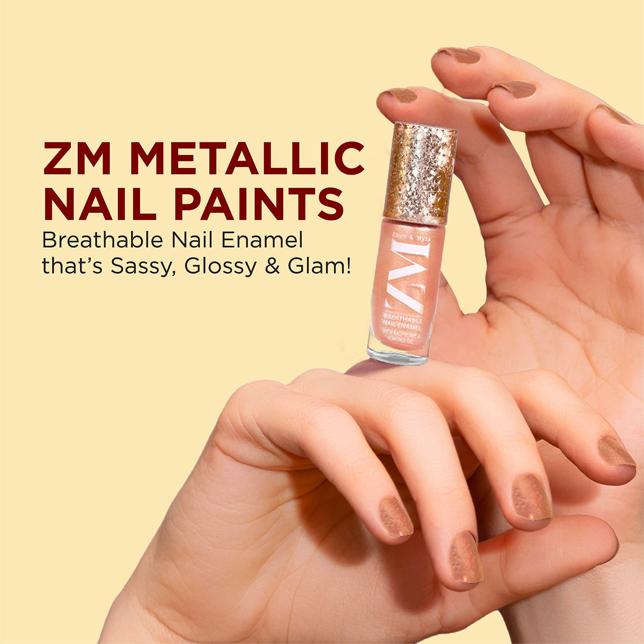 ZM Zayn & Myza Breathable Nail Enamel - Pink Pearl | Smooth Application | Quick-Drying I Longlasting I Chip-Defiant I Water Permeable | Glossy Finish | 100% Vegan, 6 ml
