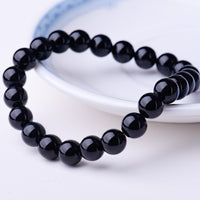 WRCXSTONE Natural 8mm Gorgeous Semi-Precious Gemstones Healing Crystal Stretch Beaded Bracelet Unisex Black Onyx