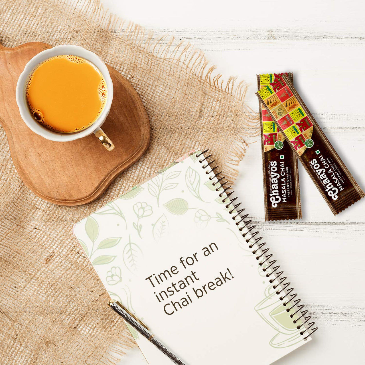 Chaayos Assam Instant Tea Premix Powder - Low Sugar Masala Flavour (15 Sachets) - Chai, Flavored Assam Tea Mix - 180 Gm