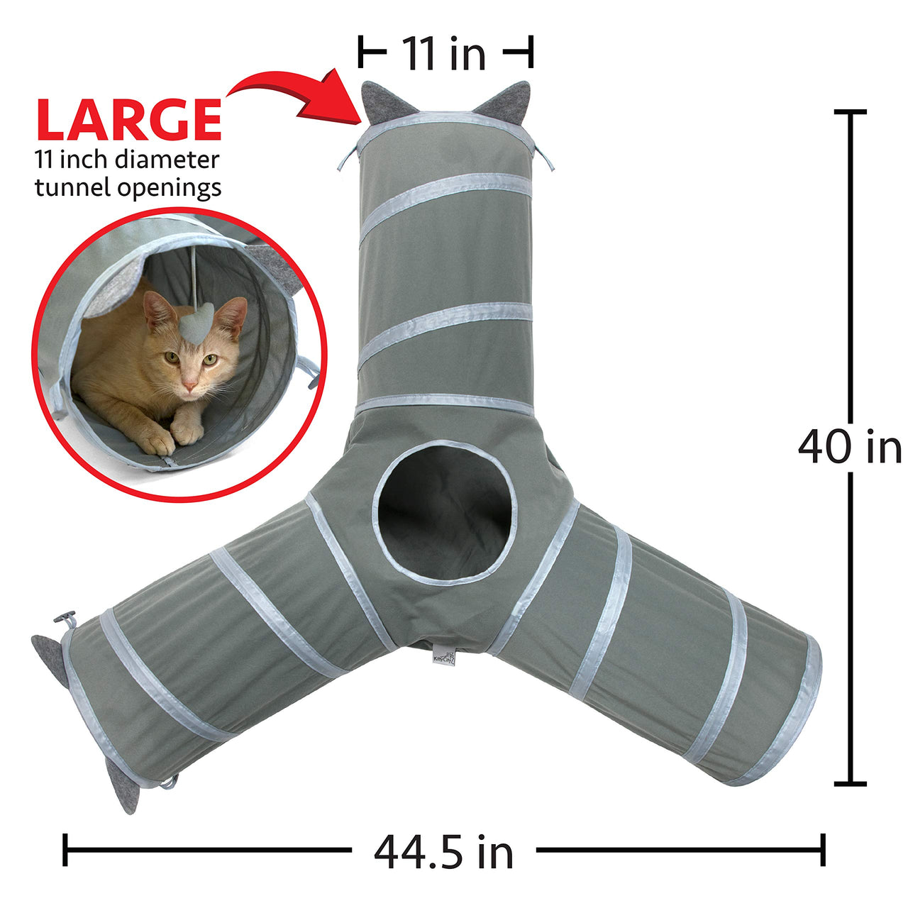 Kitty City Cat Tunnel, Cat Bed, Tunnel, Cat and Kitty Toys Gray Tunnel