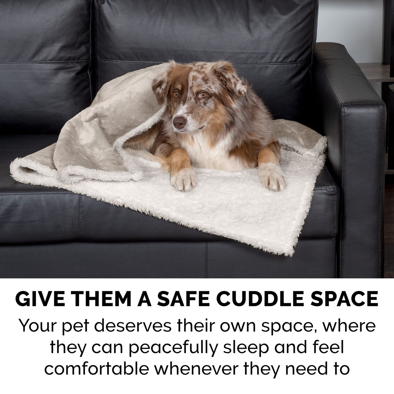 Furhaven Waterproof & Self-Warming Throw Blanket for Dogs & Indoor Cats, Washable & Reflects Body Heat - Soft-Edged Terry & Sherpa Dog Blanket - Dove, Medium Blanket - Soft Edged Terry & Sherpa (Dove) Self-Warming & Waterproof