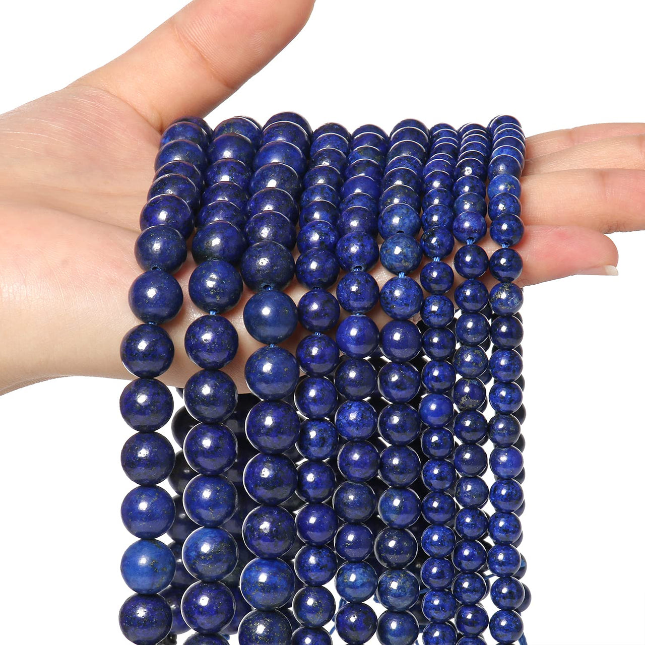 45pcs 8mm Natural Stone Beads Lapis Lazuli Beads Energy Crystal Healing Power Gemstone for Jewelry Making, DIY Bracelet Necklace