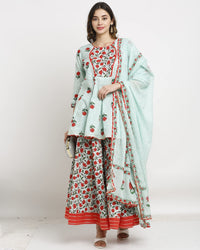 Rajnandini Women's  Pure Cambric Cotton Floral Printed Kurta Set With Dupatta