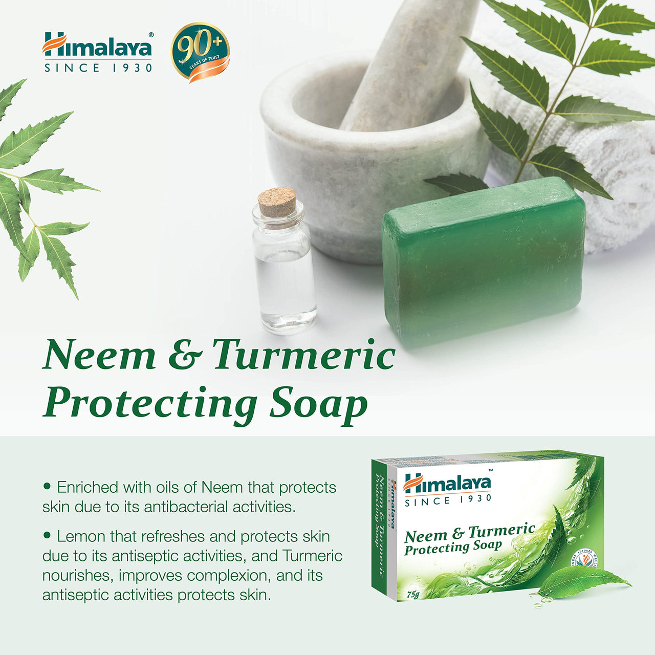 Himalaya Herbals Protecting Neem and Turmeric Soap, 75gm