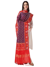 KAPAAHA Women's  Woven Silk Blend Patola Fulwadi Dupatta, Width 45 inch, Length 2.5 meter