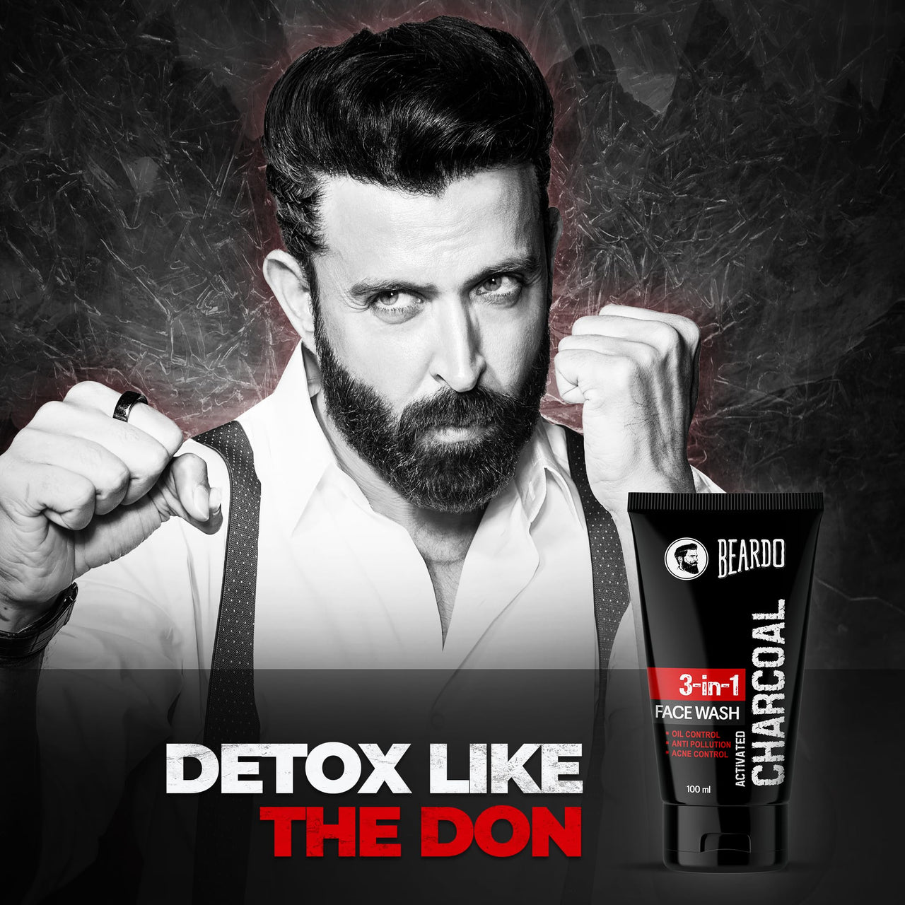 Beardo DETAN & CHARCOAL Face Wash for Men (100ml x 2) | Facewash Combo that Removes Dirt & Reduces Tan | Goodness of Activated Charcoal & Coffee along with Aloe Vera provides Moisturization to Men's Skin