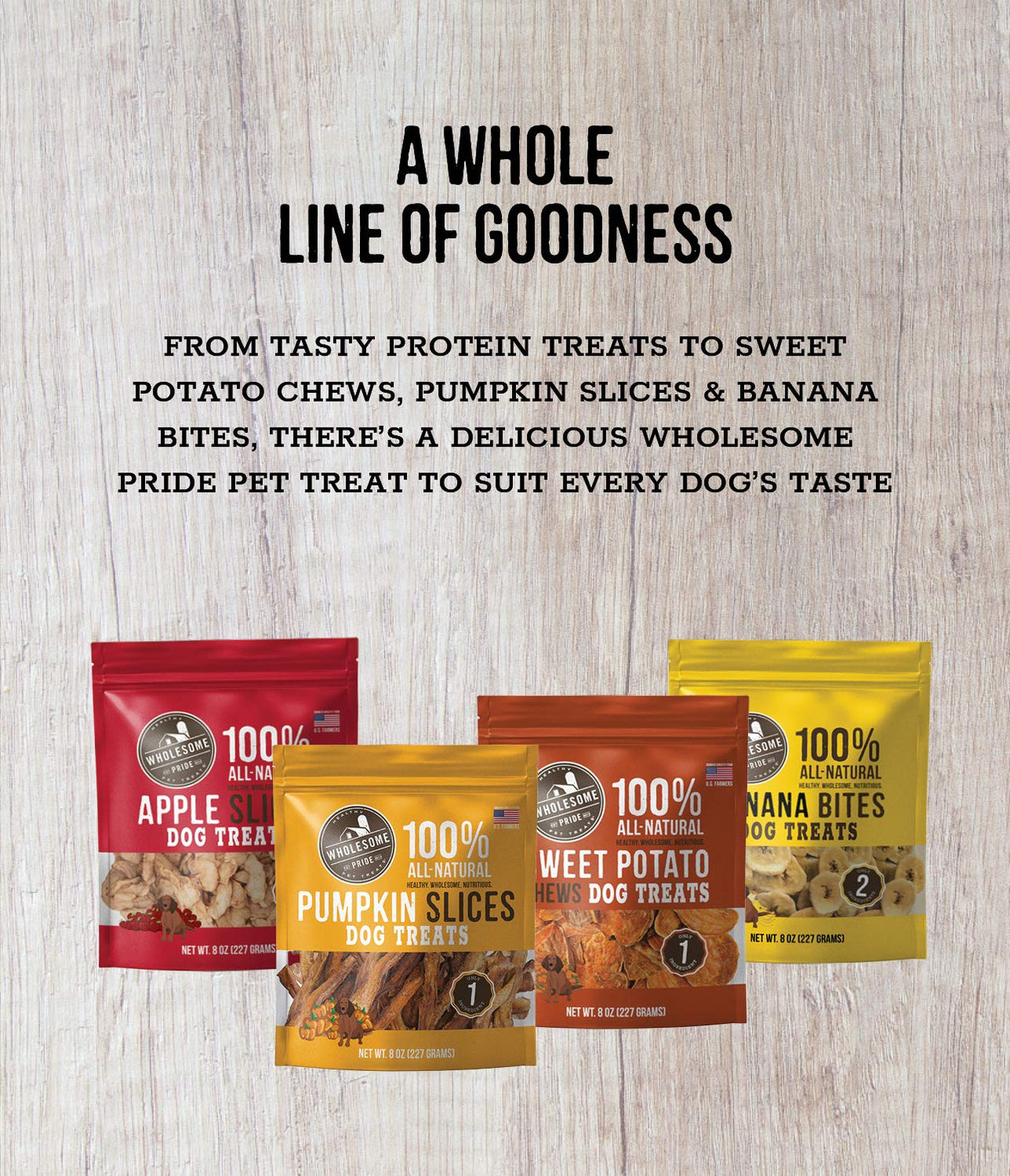 Wholesome Pride Banana Bites 100% All-Natural Limited Ingredient Dog Treats, 16 oz