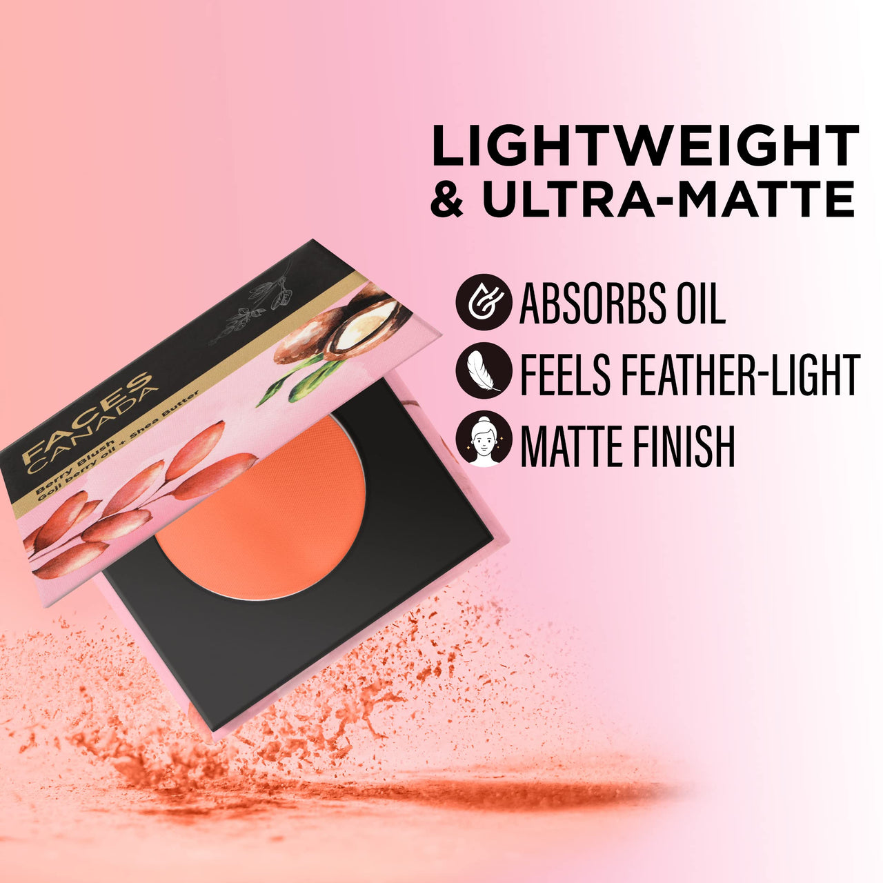 FACESCANADA Berry Blush - Hop To The Beach 01, 4g | Lightweight Long Lasting Ultra-Matte HD Finish | Silky Smooth Texture | Melts Effortlessly & Buildable | Absorbs Oil | Shea Butter | Vitamin A & C