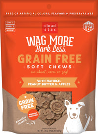 Cloud Star Wag More Bark Less Dog Treats, Grain Free Soft Chews, Peanut Butter & Apples 20 oz. Bag 20 Ounce (Pack of 1)