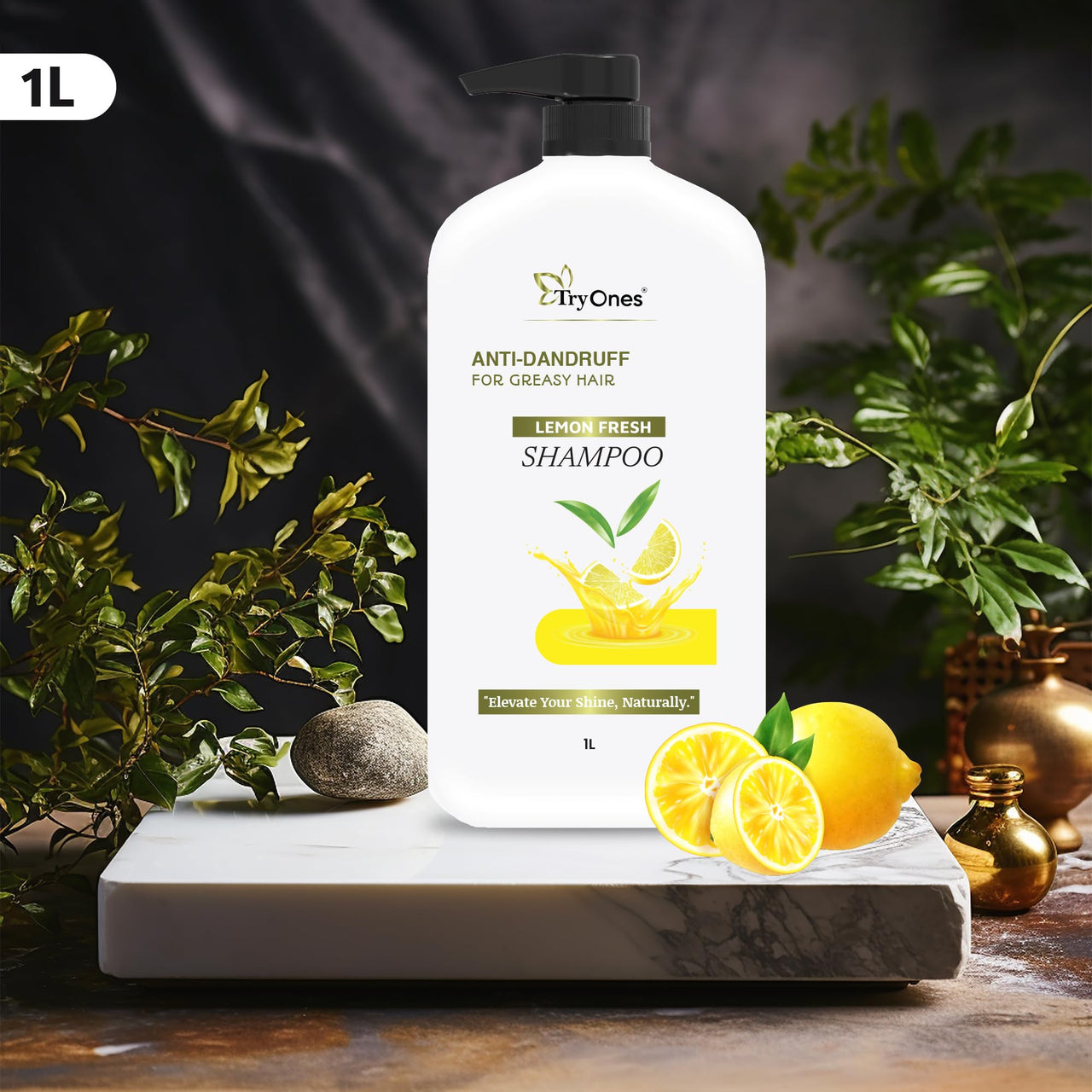 TryOnes LEMON FRESH SHAMPOO & Itchy & Flaky Scalp Reduces Dandruff from 1st wash | Moisturises Scalp | Provides Gentle Cleansing 1000 ml
