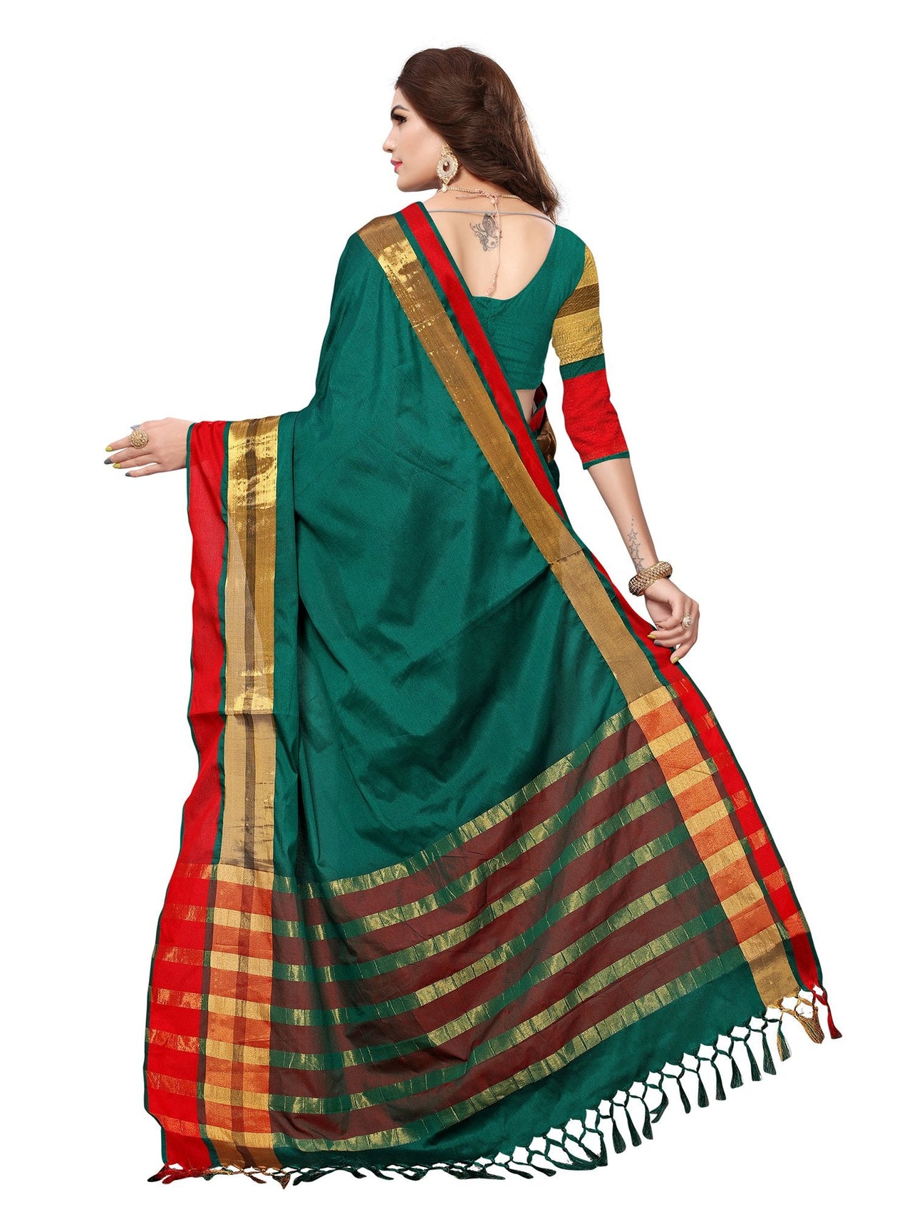 SAREE MALL Women's  Cotton Silk Saree with blouse piece (8AURA8001-parent)