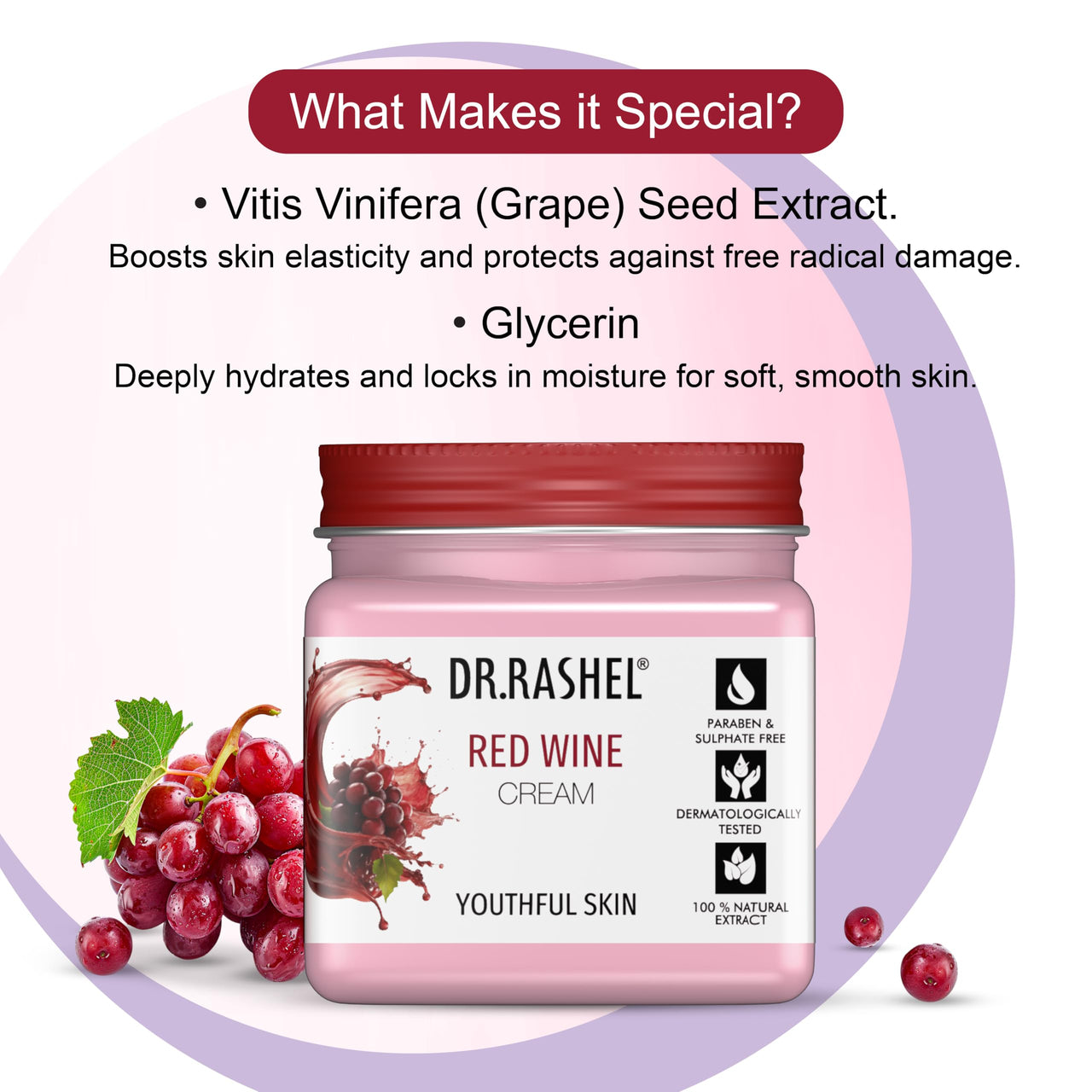 Dr.Rashel Red Wine Anti-Aging Cream – Moisturizing & Firming Face Cream with Antioxidants for Glowing, Youthful Skin – Natural Skincare