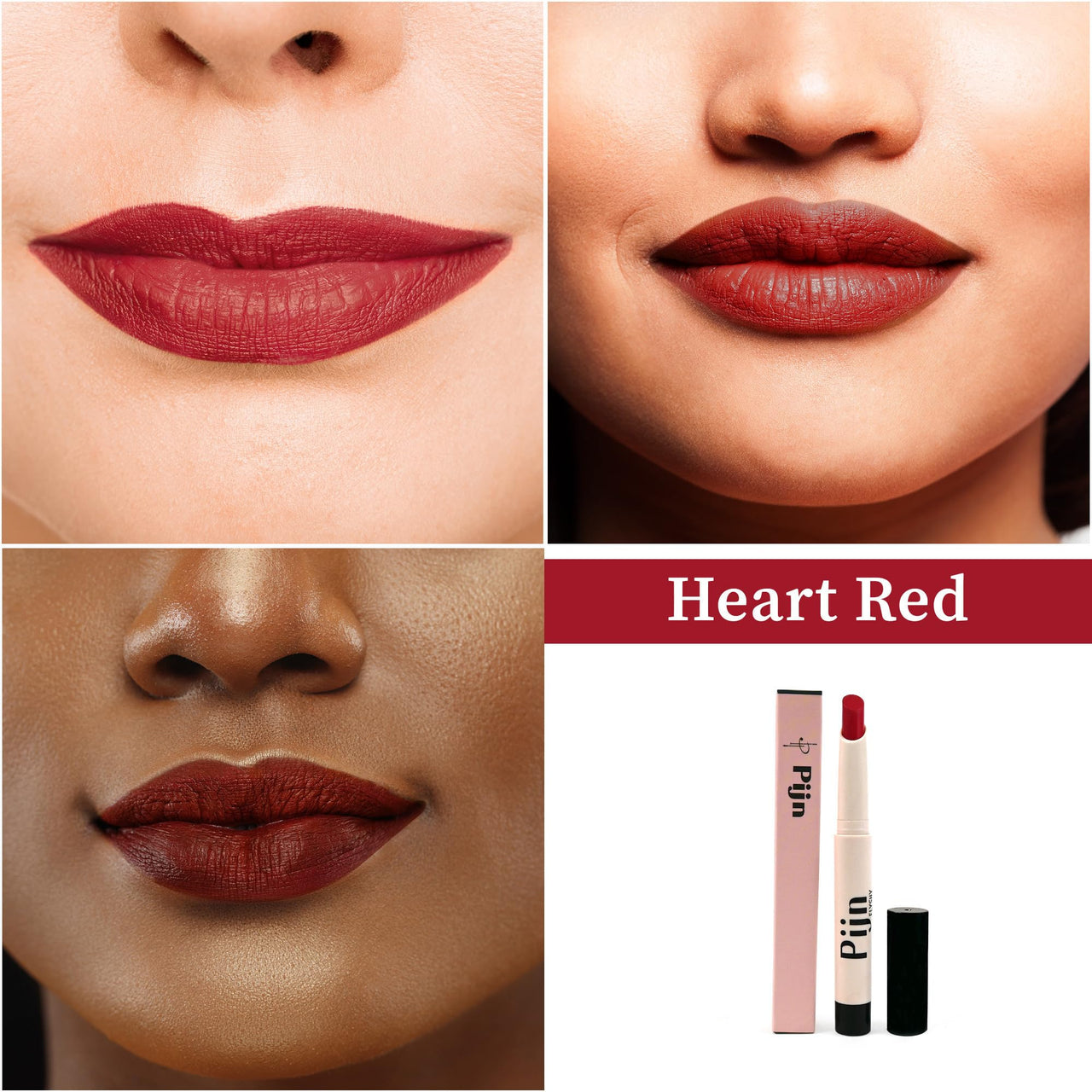 Pijn Luxe Comfy Matt Lipstick Heart Red | 12HR Long-Lasting, Smudge-Proof & Waterproof | Lightweight, Smooth Matte Finish With Vitamin E & Lip Repair | Lipstick for Women