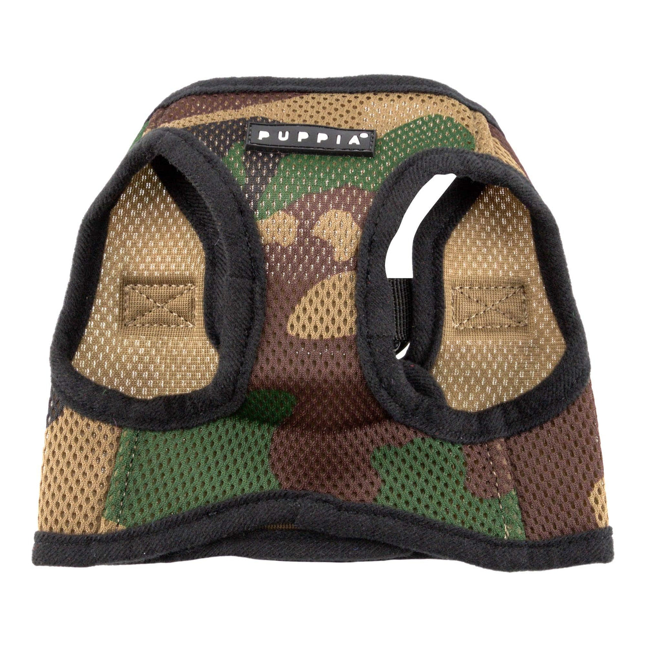 Puppia Soft Dog Harness No Choke Over-The-Head Triple Layered Breathable Mesh Adjustable Chest Belt and Quick-Release Buckle, Camouflage, X-Small
