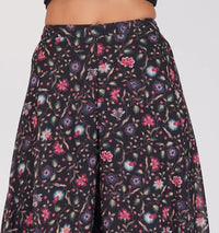 RATAN Women’s Georgette Flared Freesize Sharara Palazzo Pant with Lining M Maroon