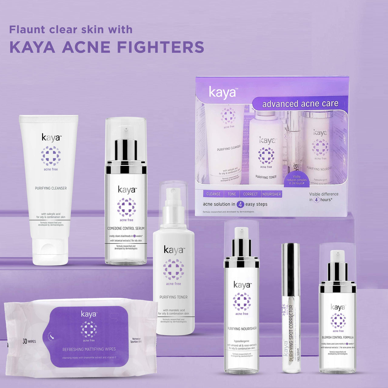 Kaya Clinic Purifying Spot Corrector for Acne- Skin with Zinc Sulphate, Salicylic Acid & Glycolic Acid Oil for Active Acne & Blemishes, 8ml