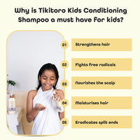 Tikitoro Kids Conditioning Shampoo, 100% Vegan with Moringa, Rice Protein and Sacred Lotus Extract with No Parabens & Sulphates (Age: 4+ Years) (300 ml x 2)