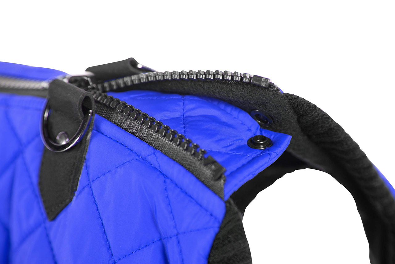 Gooby Fashion Vest Dog Jacket - Blue, X-Large - Warm Zip Up Dog Bomber Vest with Dual D Ring Leash - Winter Water Resistant Small Dog Sweater - Dog Clothes for Small Dogs Boy or Medium Dogs X-Large chest (~20.5")