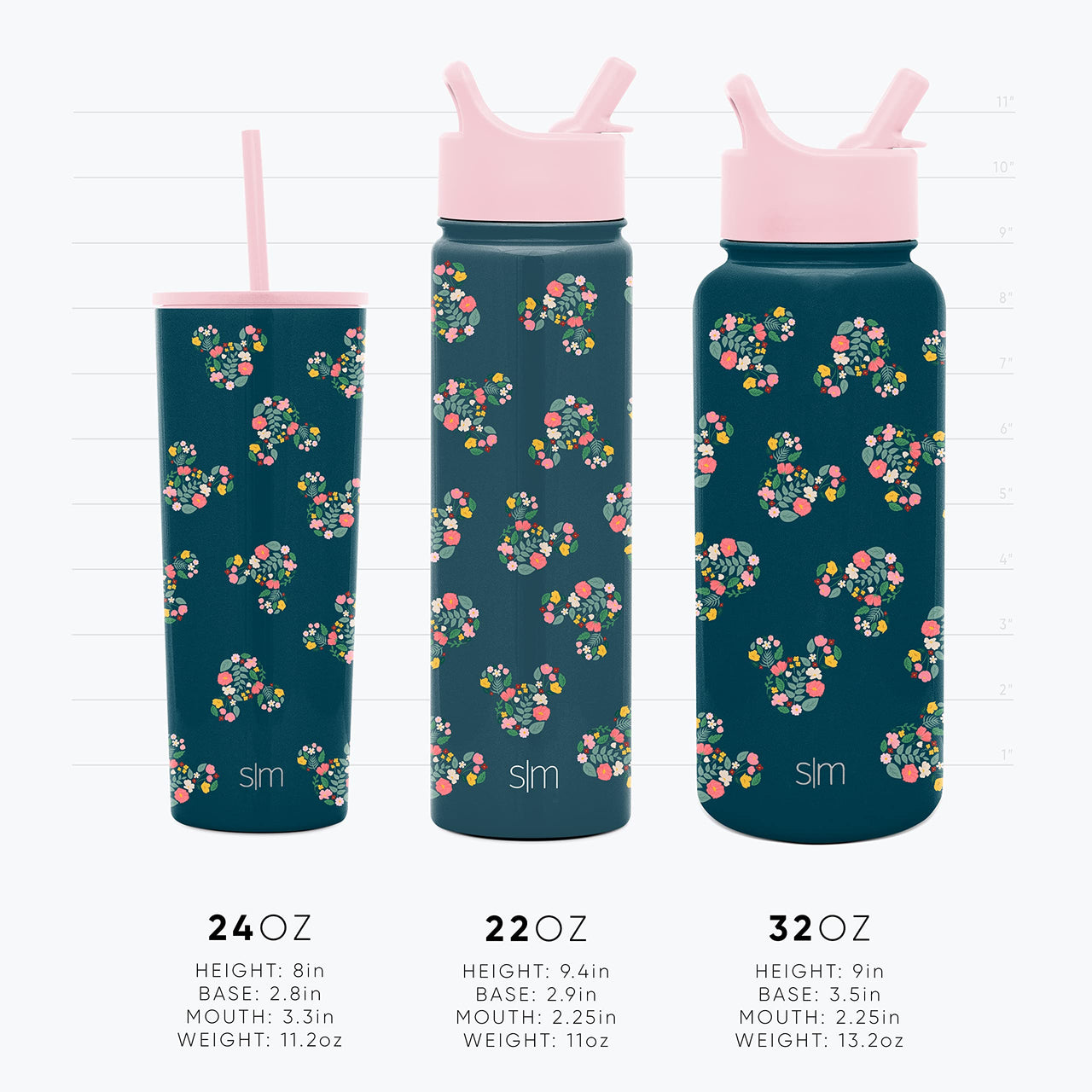 Simple Modern Disney Minnie Mouse Water Bottle with Straw Lid Insulated Stainless Steel Metal Thermos | Gifts for Women Men Reusable Leak Proof Flask | Summit Collection | 32oz Minnie Mouse Love