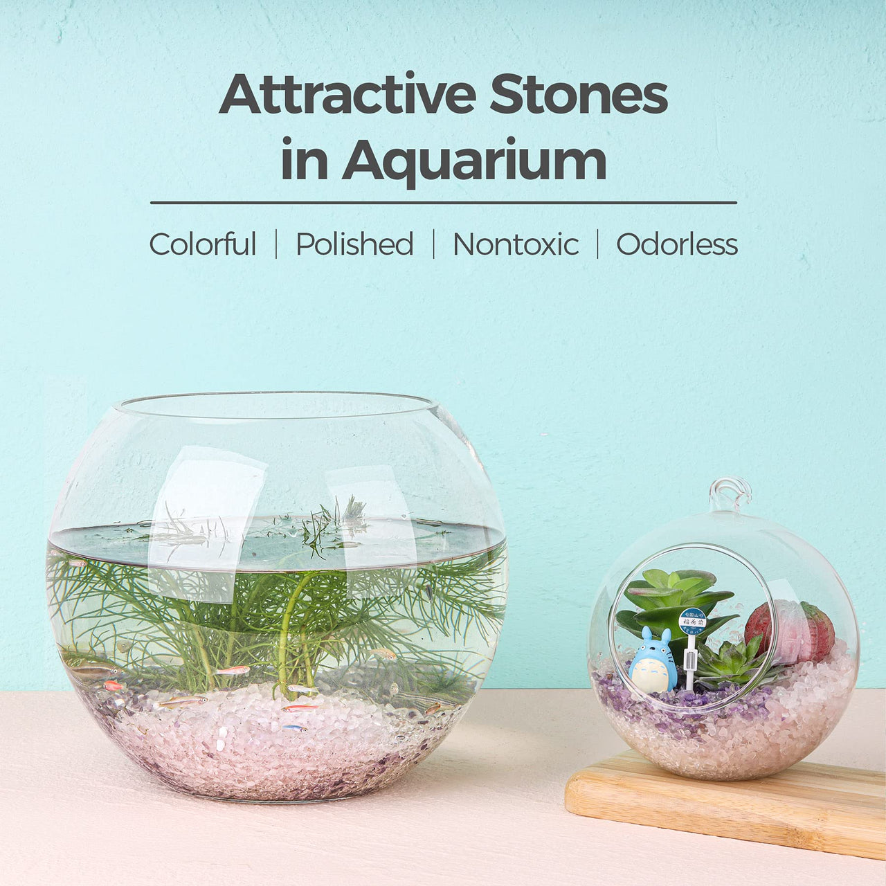 T4U Tumbled Chips Stones Crushed Crystal Quartz 2 LB, Irregular Shaped Gravel Pebble Healing Stone, DIY Smoothed Rock for Potted Plant,Resin Art,Vase Fillers Aquarium Gravel Rocks (Light Rose) #2 - Rose