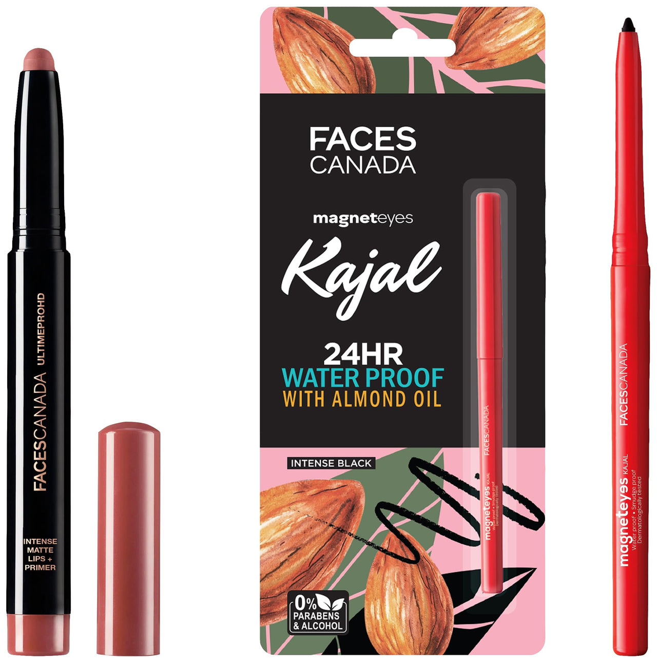 FACESCANADA Ultime Pro Hd Intense Matte Lipstick + Primer - Natural Coco (Brown), Magneteyes Kajal - Black
