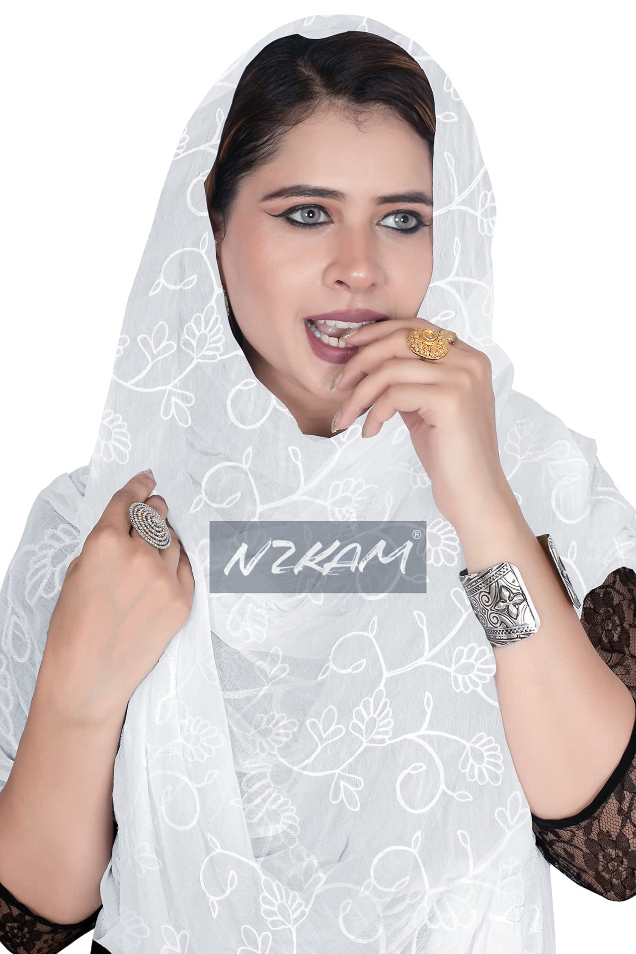 NZKAM Women's  Embroidery Chiffon Aari Work Dupatta | Ethinic Dupattas for Girls