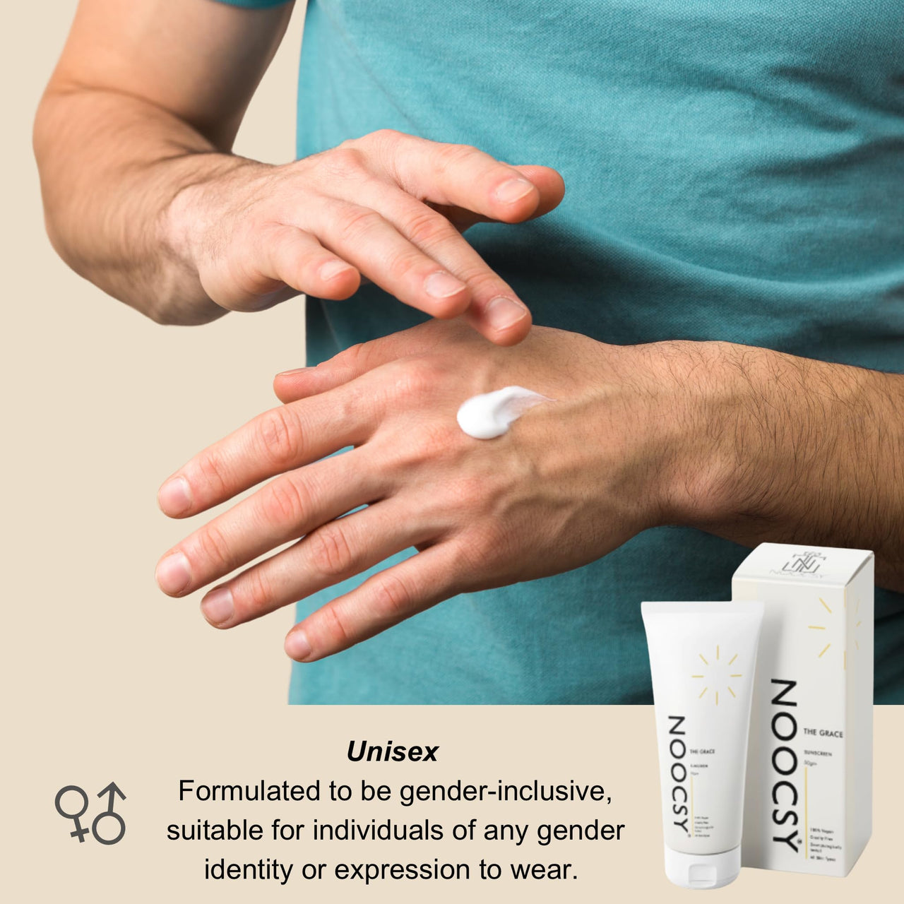 NOOCSY The Grace Sunscreen Spf 50+ Pa++++ With Zinc Oxide, Titanium Dioxide And Hyaluronic Acid | Lightweight With Multi-Vitamins | No White Cast | For Men & Women | 50 G, All