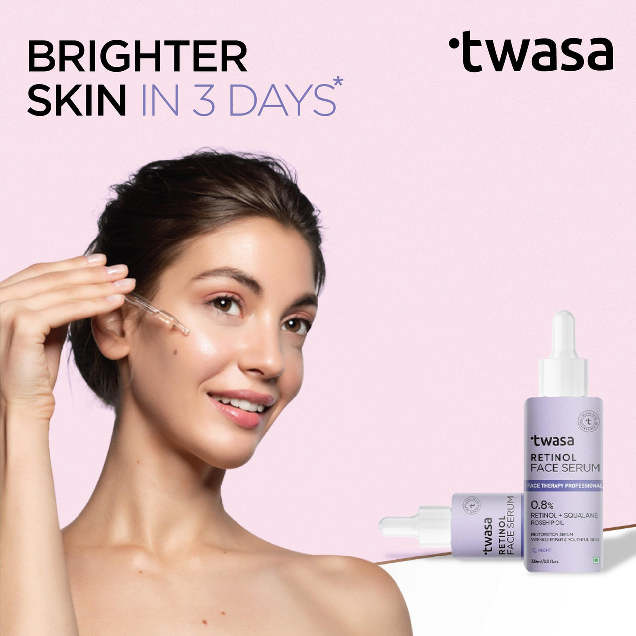 Twasa 0.8% Retinol Serum For Face Anti Aging With Bakuchiol | Retinol Night Serum For Beginners | Reduce Fine Lines & Wrinkles, Boost Collagen | Men & Women | All Skin Types (30 ml)