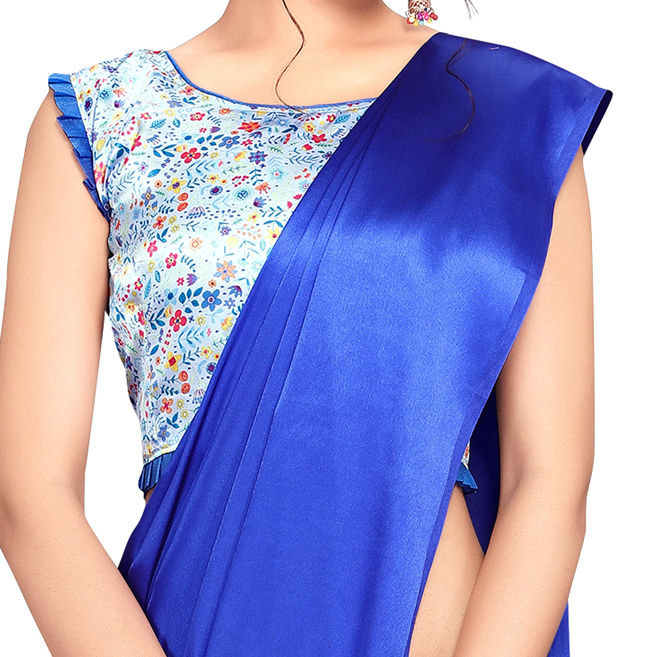 Cloud walker Women Soft Satin Silk Saree With Digital Printed Unstiched Blouse Piece(5.5m Saree +0.8m Blouse Piece).