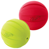 Nerf Dog Classic Ball Dog Toy with Interactive Squeaker, Lightweight, Durable and Water Resistant, 3.8 Inches, for Medium/Large Breeds, Two Pack, Green and Red 2-Pack