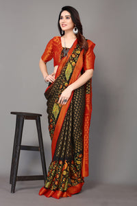 Winza Designer Women's  Chiffon Brasso Floral Printed Saree with Blouse Piece