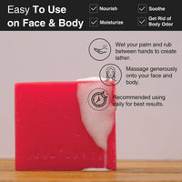 Soulflower Sweet Rose Soap Handmade, 100% Pure, Natural & Cold processed Grade 1 BIS Standard Premium & Luxurious Soap with Essential Oils, Exotic Herbs & Aroma, 150g