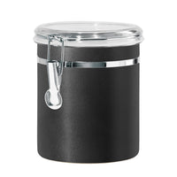 Oggi Stainless Steel Kitchen Canister 47 fl oz, Black - Airtight Clamp Lid, Clear See-Thru Top - Ideal for Kitchen Storage, Food Storage, Pantry Storage. Large Size 5