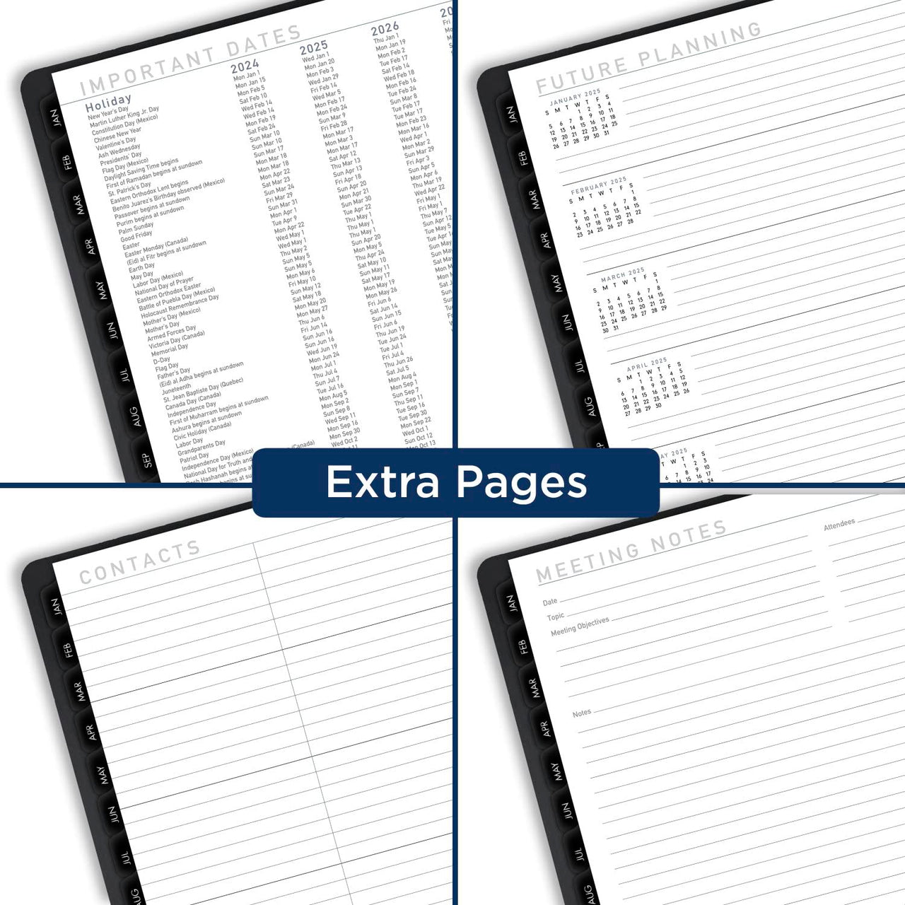 AT-A-GLANCE 2024 Weekly & Monthly Planner, Half-Hourly Appointment Book, 8-1/4" x 11", Large, Monthly Tabs, Pocket, Contemporary, Black (70950X0524) 2024 New Edition