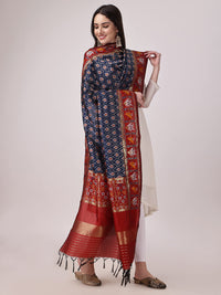KAPAAHA Women's  Woven Silk Blend Patola Fulwadi Dupatta, Width 45 inch, Length 2.5 meter