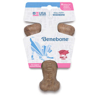 Benebone Puppy Wishbone Dog Chew Toy, Made in USA, Real Bacon Flavor, Small