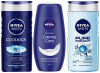 NIVEA Shower Gel, Crème Care Body Wash, Women, 250ml&NIVEA Men Body Washml250 ml&NIVEA Men Body Wash250 ml