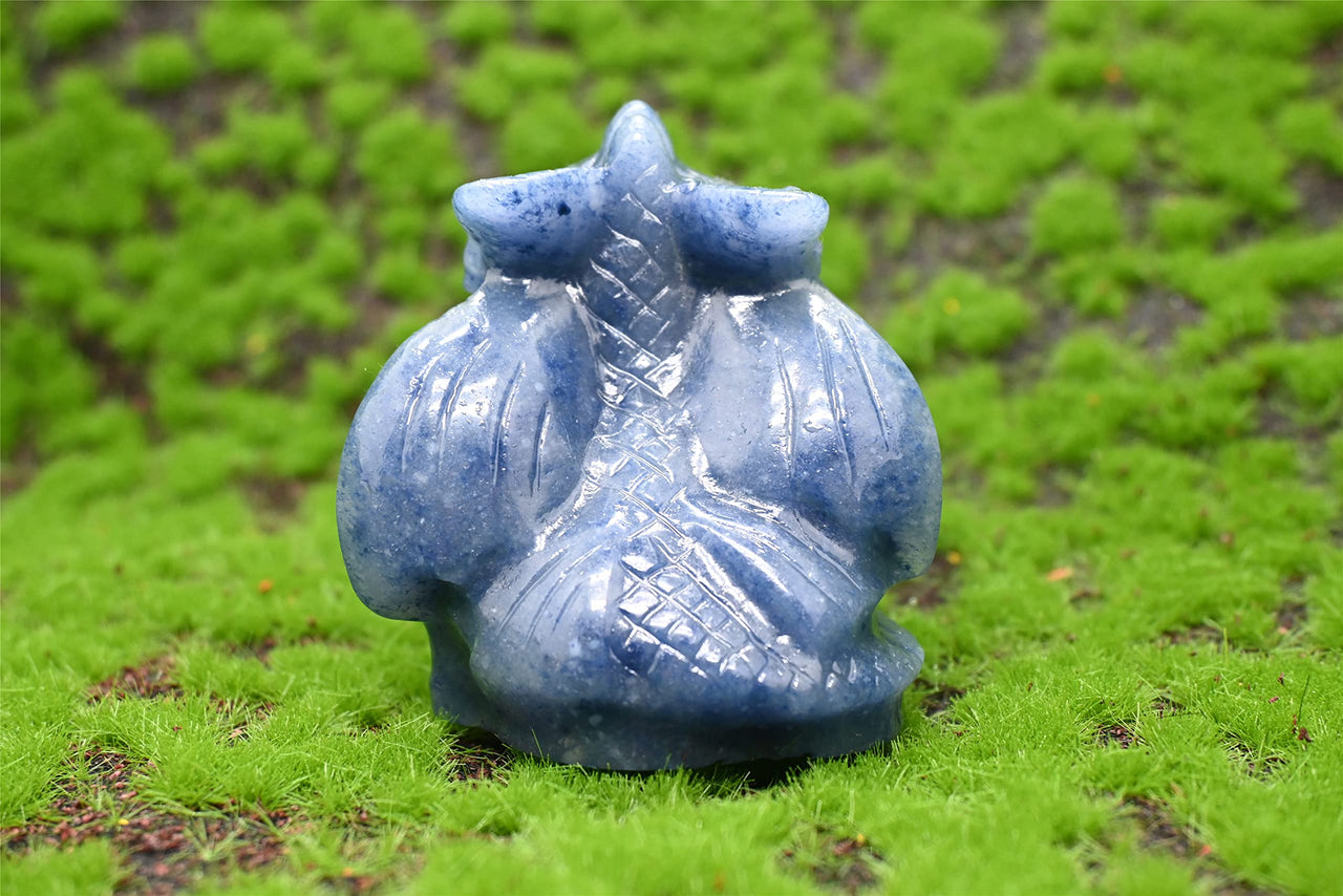 Anlingem Healing Crystal Stone Human Reiki Skull Figurine Statue Sculptures Labradorite Fly Dragon Crystal (Blue Aventurine) AL-Bats Blue Aventurine