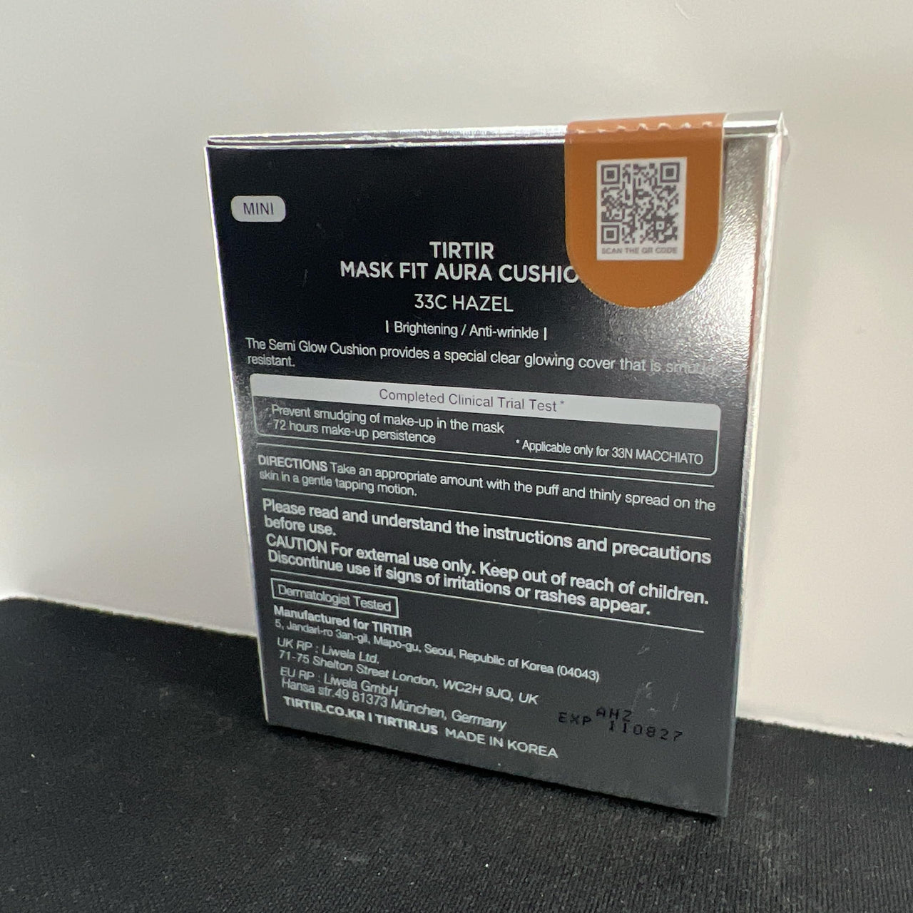 TIRTIR Mask Fit Aura Cushion Foundation, Full coverage, Skin fit, Satin Glow Finish, Korean Cushion Foundation #33C HAZEL, 4.5g