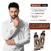 VCare Hair Colour Shampoo for Men and Women, 180ml, Deep Brown | No Ammonia | Long Lasting Hair Color | 100% Grey Coverage | Easy To Use Hair Colour At Home