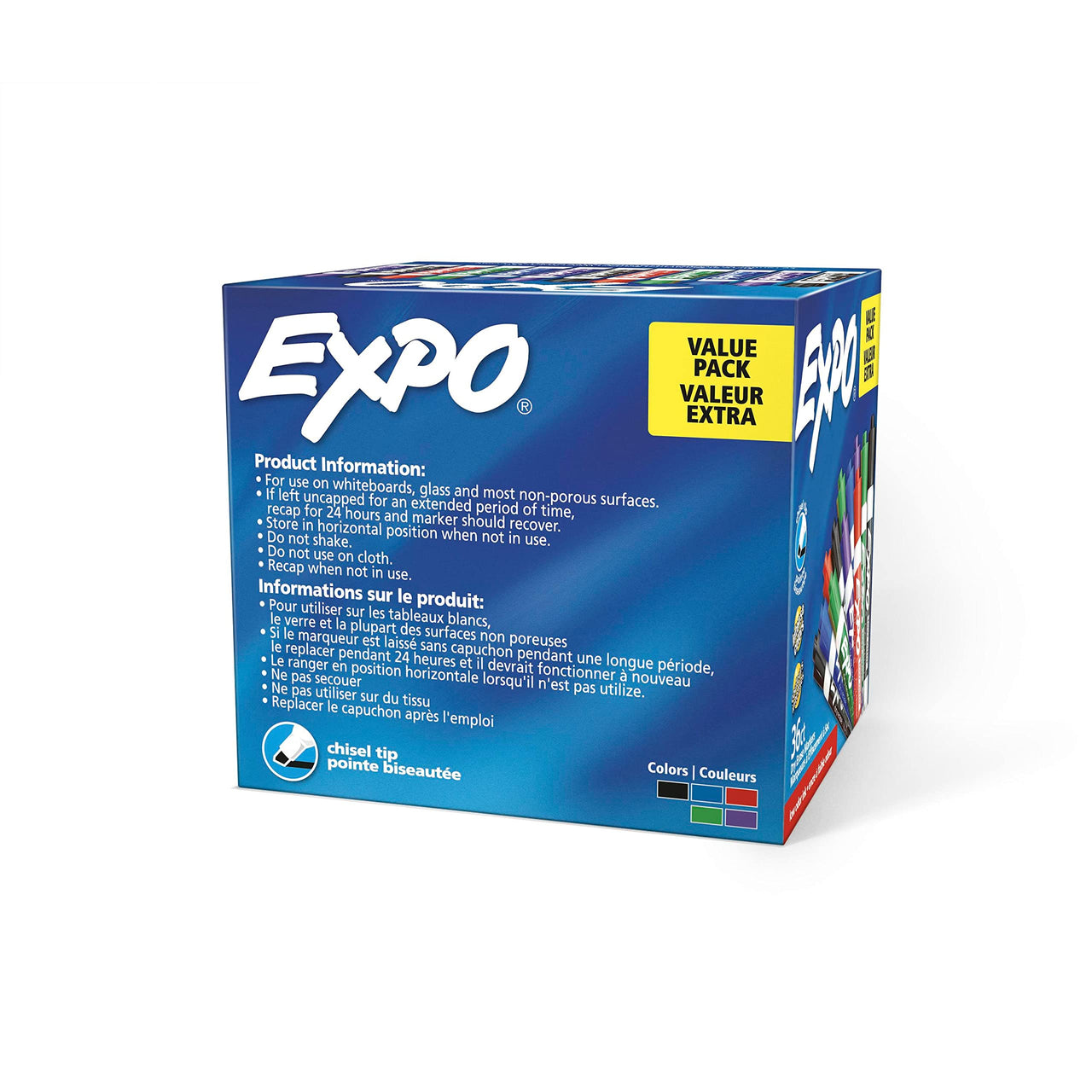 EXPO Low Odor Dry Erase Marker, Chisel Tip Markers, Whiteboard Markers, Assorted, 36 Count 36 Count (Pack of 1)