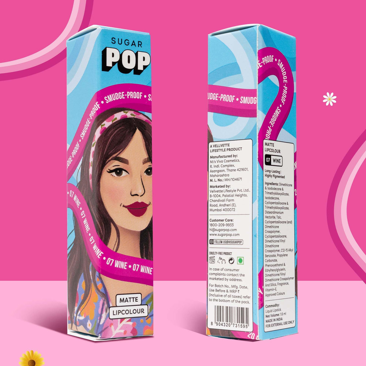 SUGAR POP Matte Lipcolour | Lasts Upto 8 hrs l Red Lipstick for Women l Vitamin E Infused | Non-Drying, Smudge Proof, Long Lasting | 1.6ml - 08 Crimson (Dark Ruby)
