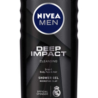 NIVEA Men Body Wash, Deep Impact Shower Gel for Body Face & Hair, 250 ml each (Pack of 3)